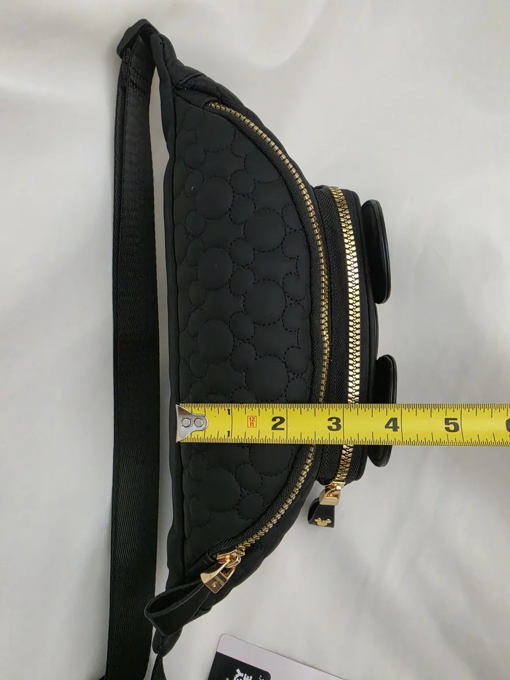Disney x Primark Mickey Mouse Black Quilted Fanny Pack 3D Ear Waist Belt Bag - Picture 11 of 11